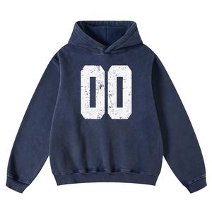 FAIABLE Acid Washed Vintage Print Number Women's Hoodie Oversized Fade Craft Long Sleeve Pullover Oversized Hoodie Wash Plush Cotton Hooded Sweatshirt Fleece Hoodies Cute Long Sleeve Preppy Sweatshirts Fall Oversized Pullover Hooded Tops