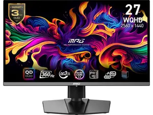 MSI MPG 271QRX QD-OLED 27" 16:9, QD-OLED Gaming Monitor, 360Hz 0.03ms, 2560 x 1440 (WQHD), Height Adjustable Arm, RGB, AI ENGINE