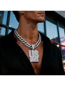 Hot-selling letter USBOYZ pendant personalized hip-hop necklace, Cuban chain alloy vintage necklace