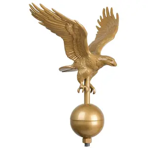 12" Hand Painted Gold Eagle Aluminium Flagpole Topper, Globe-Infused Festive Home Decor for Party & Cake Decoration Needs