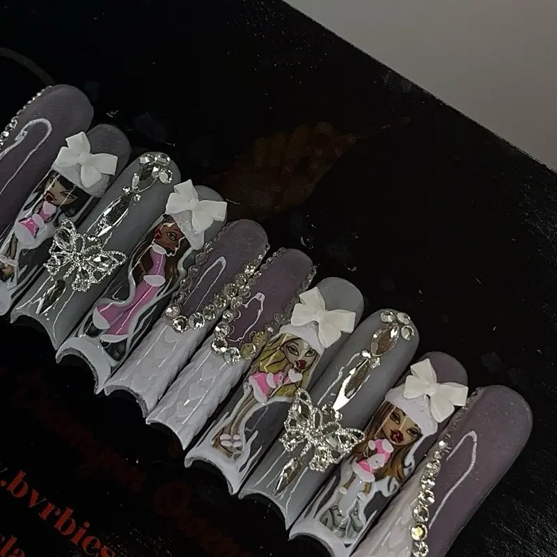 ONE OF ONE White Croc Bratz Nails - 3XL Length