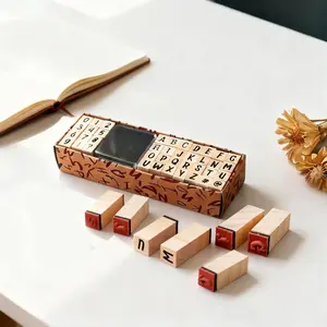 Wooden notebook stamp set | Includes basic styles with months, numbers and English, rubber surface is clear and easy to imprint, suitable for decorating notebooks and adding embellishments to various scenes