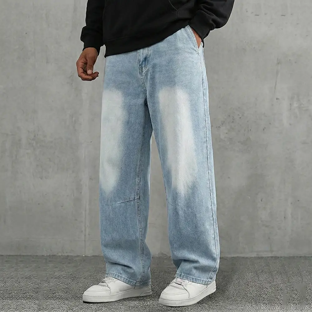 Men's Straight Leg Jeans - Menswear Black Dark Denim Pants, Abrasion-Resistant Non-Stretch Fabric, Grab-and-Go Everyday Denim for Daily Wear