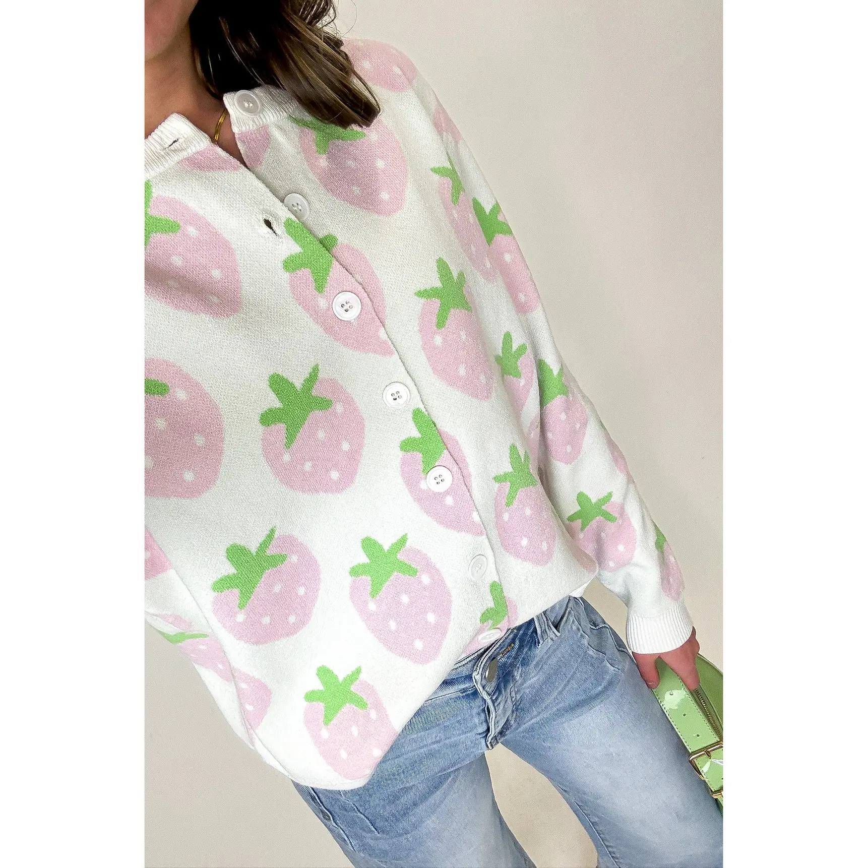 Berry Cozy Strawberry Print Cardigan Sweater - FINAL SALE