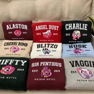 Hazbin Hotel Characters Shirt Alastor Charlie Angel Dust 100% US Cotton Relaxed Fit Crew Neckline Casual Top