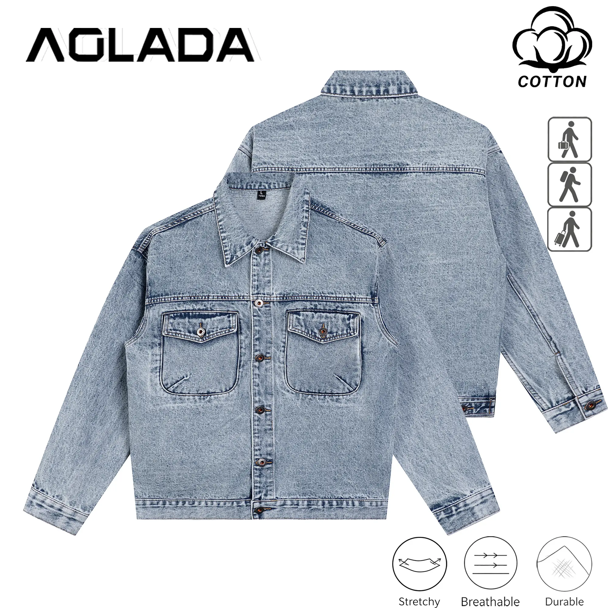 Men's Acid Wash Cropped Denim Trucker Jacket with Flap Pockets - Relaxed Fit Button-Up Jeans Coat with Vintage Snow Wash Effect, Casual Streetwear Outerwear, No-Logo, M-5XL, Fast US Shipping #AcidWashJacket #CroppedDenimJacket #TikTokMadeMeBuyIt