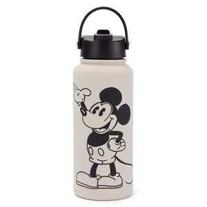 Disney Store Mickey Mouse 32 oz. Stainless Steel Water Bottle with Built-In Straw