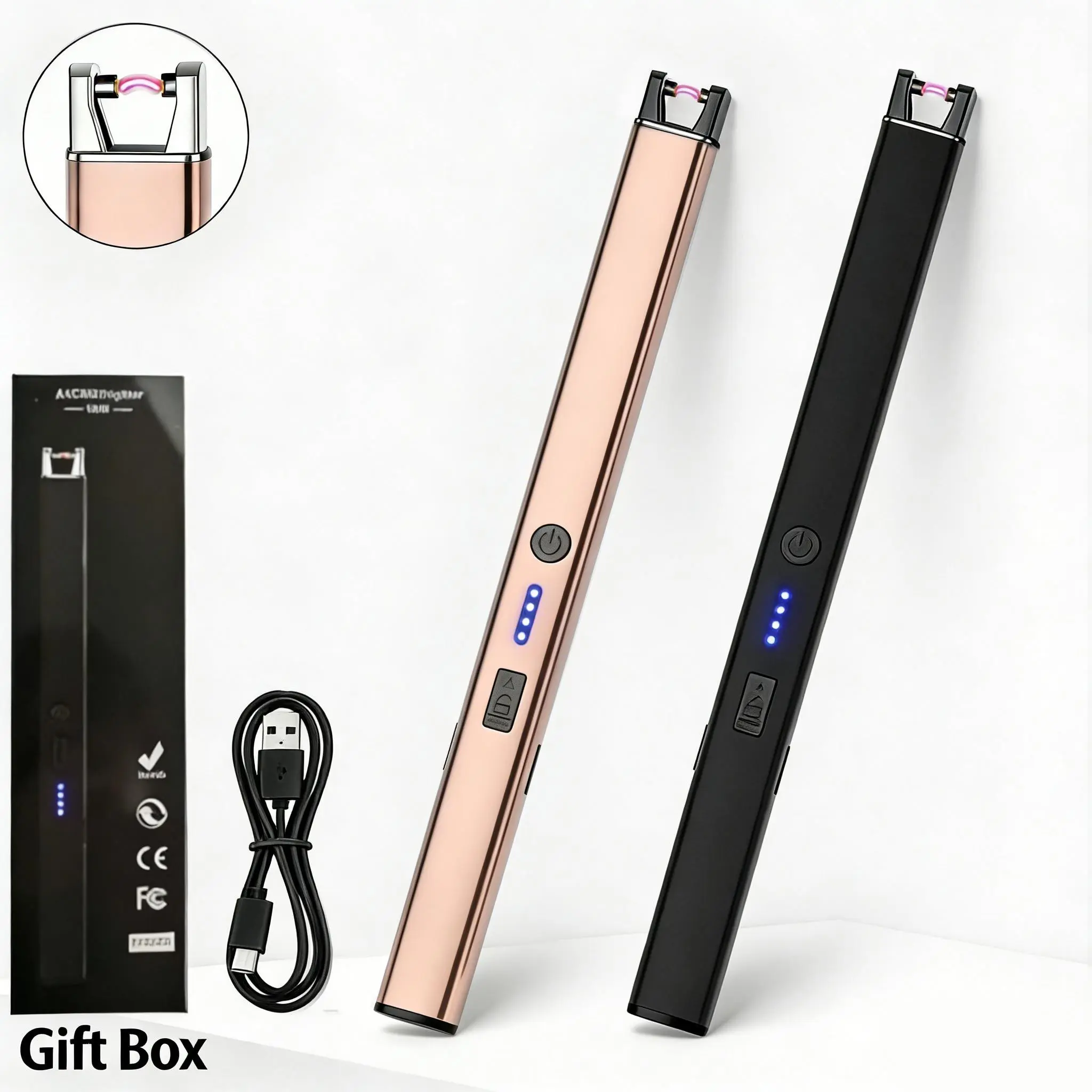 Windproof Plasma Arc USB-C Rechargeable Lighter with LED Battery Display, Safety Lock, Flameless Design, Car Home Accessories, Gift Box Included – Ideal for Camping, Barbecuing