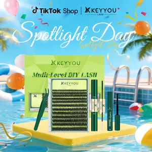 KEYYOU Puffsilk Flora DIY Lash Extension  Eyeliner Lash V3D Volume Fluffy Waterproof Long- Lasting Soft Cluster Lashes  144PCS D Curl 8-18MIX Cosmetic  3D spider lash upgrade2.0#SpotlightDay