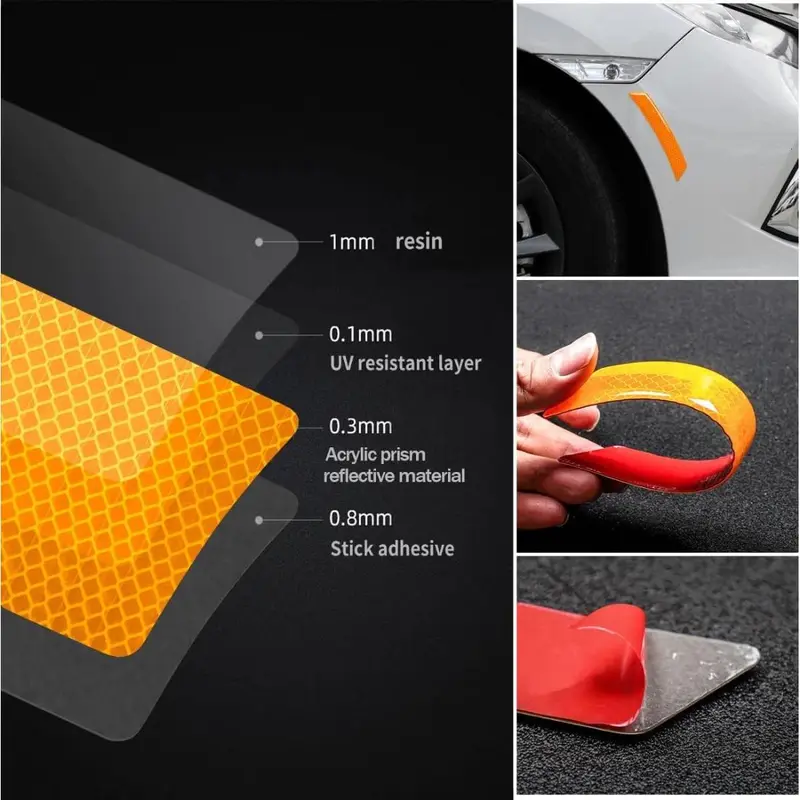 5x Car Reflective Warning Sticker Tape - Red Bumper Strip For Truck Safety