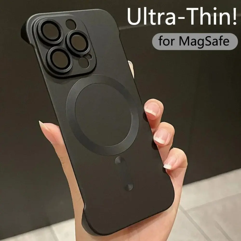 Fin For iPhone Series Magnetic Wireless Charging For Magsafe Case For iPhone 17 16 15 14 13 12 Pro Max Plus Luxury Ultra-Thin Frameless Matte Hard Cover