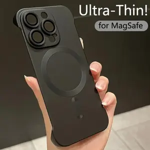 Fin For iPhone Series Magnetic Wireless Charging For Magsafe Case For iPhone 16 15 14 13 12 Pro Max Plus Luxury Ultra-Thin Frameless Matte Hard Cover