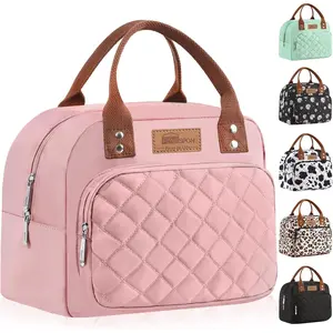 HOMESPON Lunch Bag for Woman Man Adults with Front Pocket Insulated Lunch Tote Lunch Box Container for Work Picnic or Travel(Pink)