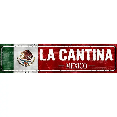 Vintage Mexican Flag Sign, La Cantina Mexico Street Sign, Unique Wall Art Decor for Home, Metal Decorative Wall Sign, Cave Bar Decor, Wall Art Plaque
