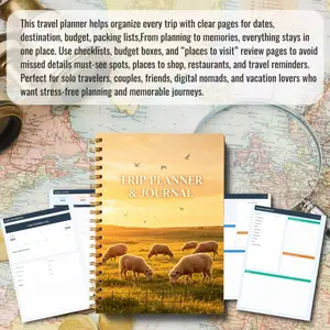 A 70-page travel planning handbook and journal  a portable itinerary checklist template, including daily diary, date, destination, budget, packing list, and other features, with a soft leather hardcover, compact notebook, specially designed for travel pl
