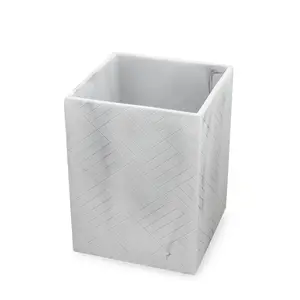 The Herringbone Grey Marble Bath Accessories - Wastebasket