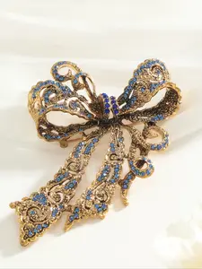 Hollow Out Bow Design Brooch, Rhinestone Decorated Brooch Pin, Fashion Accessories Jewellery for Women & Men, Trendy All-match & Exquisite Brooch for Birthday Gift