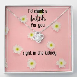 Right In The Kidney Love Knot Necklace, Kidney Donor Ribbon Pendant Necklace with Message Card, Kidney Transplant Jewelry Gifts