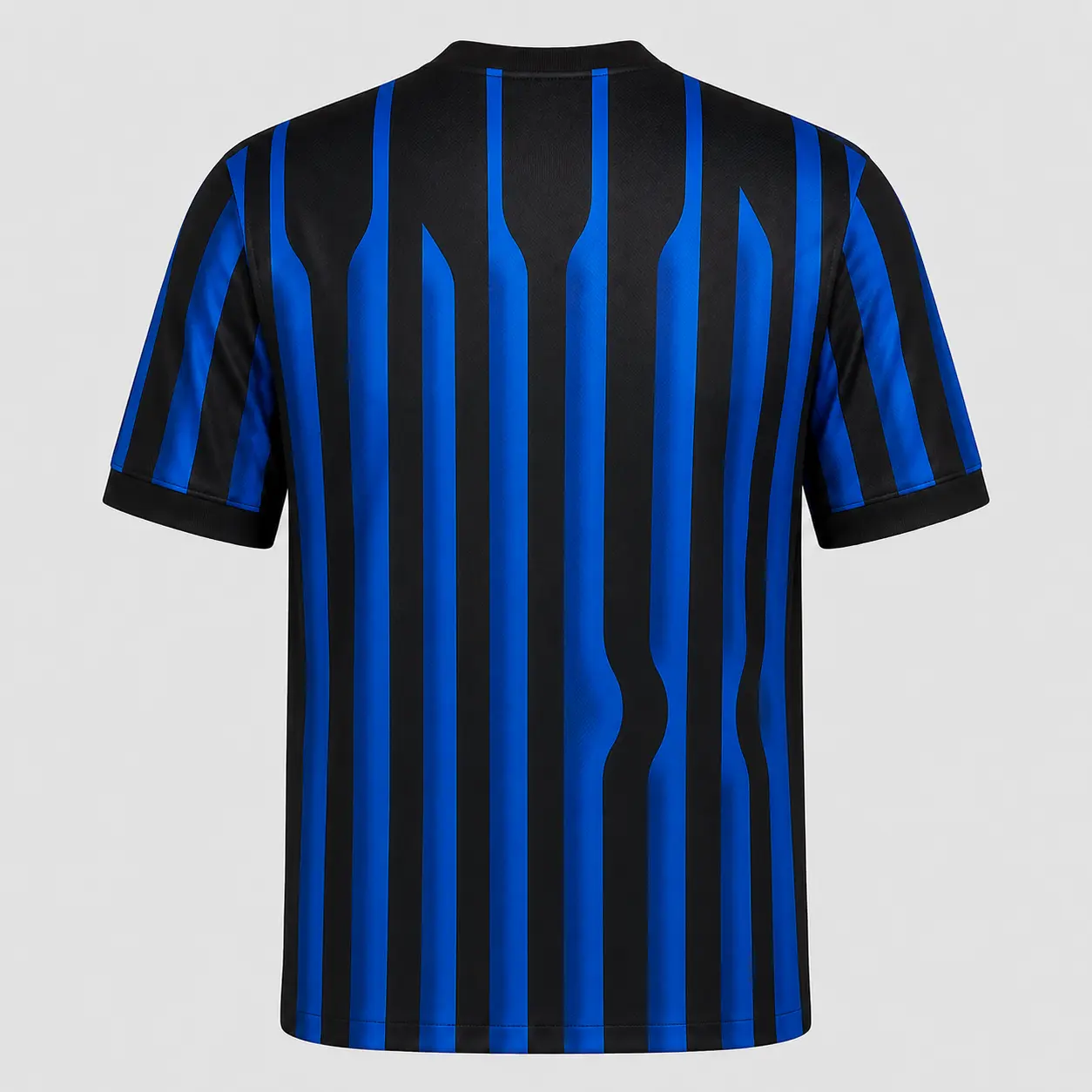 Blue Black Striped Replica Soccer Jersey – Unisex Short Sleeve Football Shirt with Bold Chest Graphic, Breathable Athletic Fan Top for Match Day, Training and Casual Wear