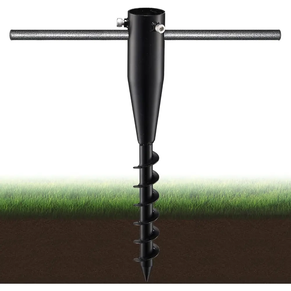 Umbrella Stands for Outside, Heavy Duty Beach Umbrella Sand Anchor Metal Outdoor Umbrella Base In Ground Umbrella Holder Stand No Dig Screw In Ground Anchor