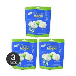 3 Pack Coconut Mochi Daifuku 4.23oz Each - Soft Chewy Rice Cake with Cream Filling, Japanese Style Dessert, Asian Treat