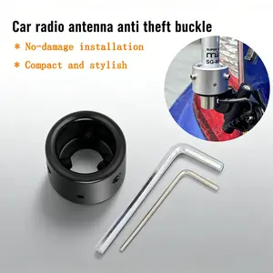 Car Radio Antenna Anti-Theft Buckle Bracket, Universal Aluminum Alloy Ring Anti-Theft Clip for Edge Mount,Anti-Theft Device for Walkie Talkie & Mobile Radio Whip Antenna Base, Prevent Antenna Loss