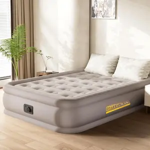 Air Mattress with Built in Pump Full, Plug-in Electric Pump Self-Inflatable Air Bed, Blow Up Travel Bed, Comfortable Airbed for Rental , Camping and Guests.(18" Height Full, Khaki)