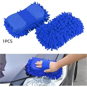 Microfiber Car Wash Sponge, Dual-Sided Chenille Microfiber Car Gloves, Scratch-Resistant, Absorbent, Auto Cleaning Supplies