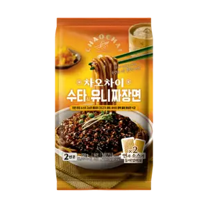CHAOCHAI Korean Sea Urchin Jjajangmyeon - 2 Servings (720g) | Savory Grilled Flavor Instant Noodles with Rich Sea Urchin Sauce