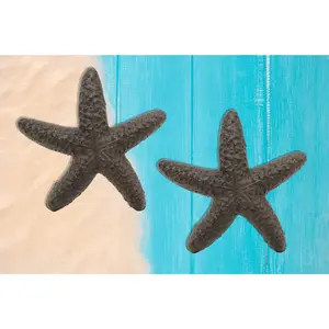 Ebros Cast Iron Ocean Coral Sea Star Shell Starfish Decorative Accent Statue in Rustic Bronze Finish 4.5" Wide Nautical Coastal Themed Decor for Wedding Beach Party Home Decorations DIY Crafts (2)