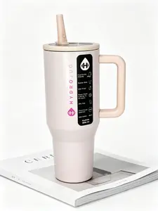 HydroJug 40oz Insulated Stainless Steel Tumbler Bottle - Pink Sugar Drinkware Flask with Handle, Flip Straw, Leakproof Design, Cup Holder Friendly, All-Day Cold Retention, Ideal for Gym, Travel, Bottled Use