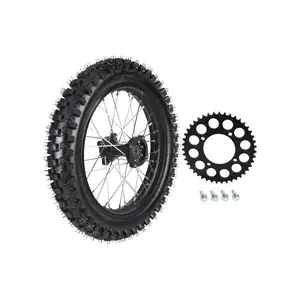 90/100-16 inch Rear Wheel Tire and Rim 15mm Bearing + 428 43T 76mm Sprocket for Dirt Pit Bike Bigwheel 110cc 125cc 140cc 150cc 160cc 200cc Taotao Coolster SSR Apollo