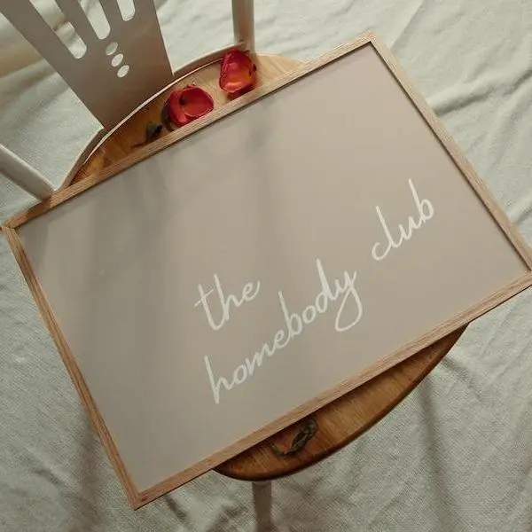 Neutral Homebody Club Print, Trendy Horizontal Poster, Minimalist Girly Decor, Cute Apartment Aesthetic, Modern Wall Art
