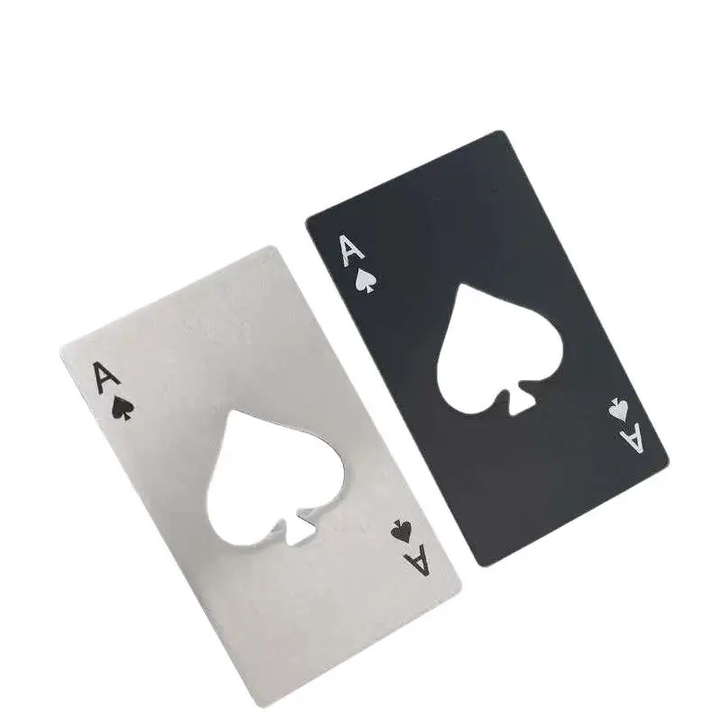 🃏 Must-Have! Black Spade A Card-Shaped Decorative Bottle Opener - Creative Poker Design in Stainless Steel for Home & Parties