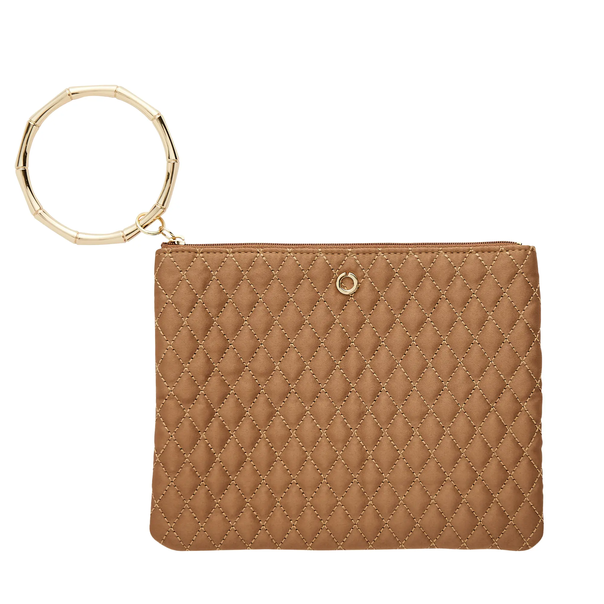 OVENTURE Bracelet Pouch - Caramel Clutch Bag with Keyring Attachment, Quilted Design, Adjustable Closure