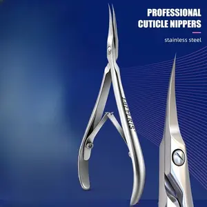 Stainless steel cuticle nippers for elbow-shaped nails, designed to help you achieve a polished manicure. Professional-grade cuticle care tools for manicures, precisely trimming cuticles, calluses and hangnails around the nails.