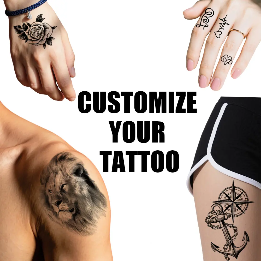 Custom Temporary Tattoo Stickers - Personalized with Your Text/Design- Easy Application & Removal for Parties, Costume Events, Themed Decorations