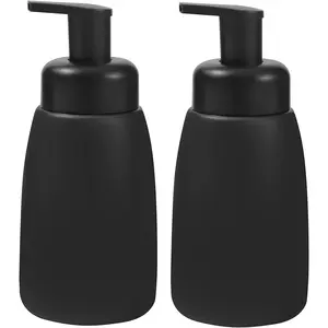 Foaming Hand Soap Dispenser Jar Foam Dish Soap Dispenser for and Sink, Liquid Pump Bottle for Shampoo, Body Wash, Hand Soap, Black, 2 Pack