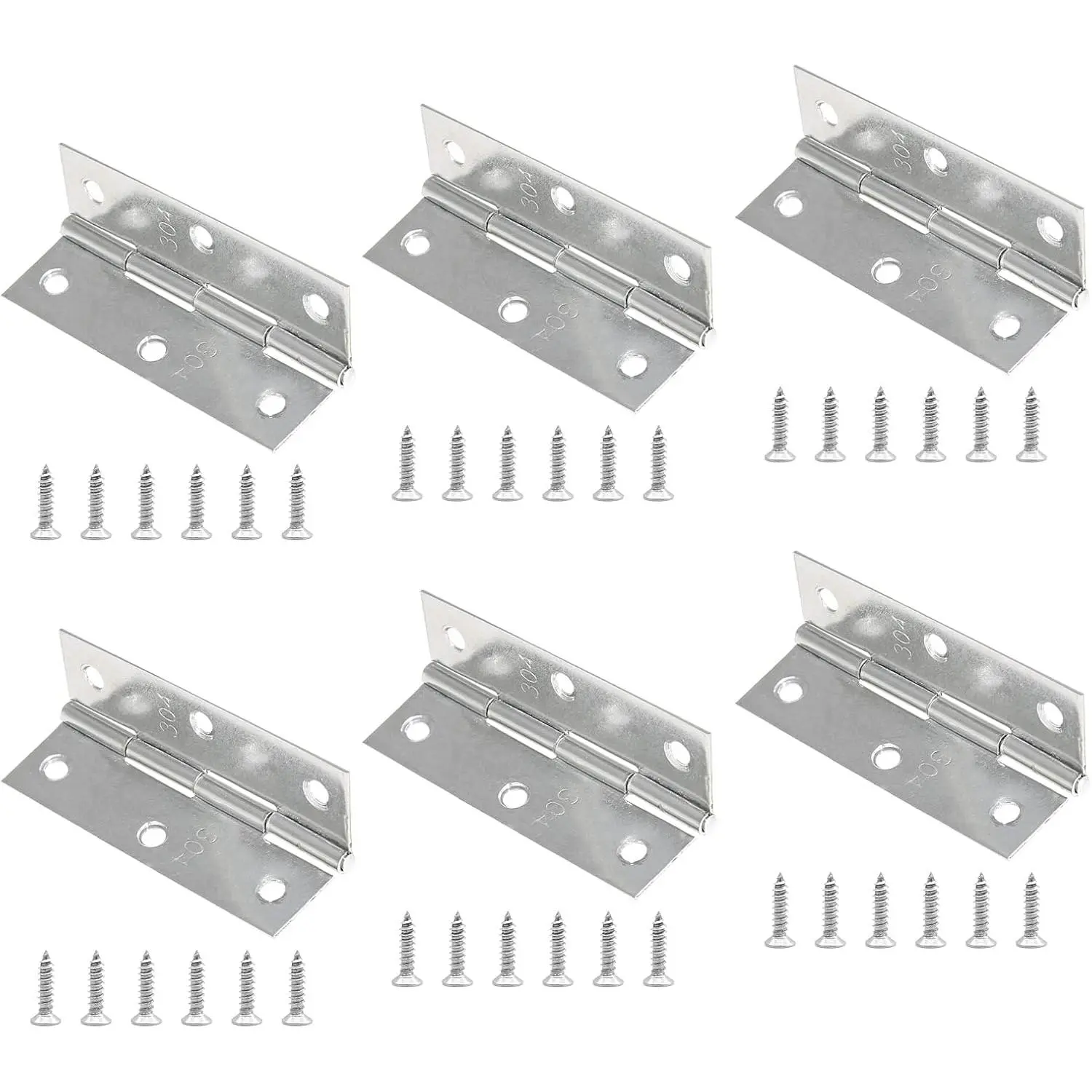 304 Stainless Steel Small Butt Hinges with Mounting Screws - Door Hardware for Cabinets, Boxes, Gates, Corrosion-Resistant, Easy Installation, Durable with Corrosion Resistance