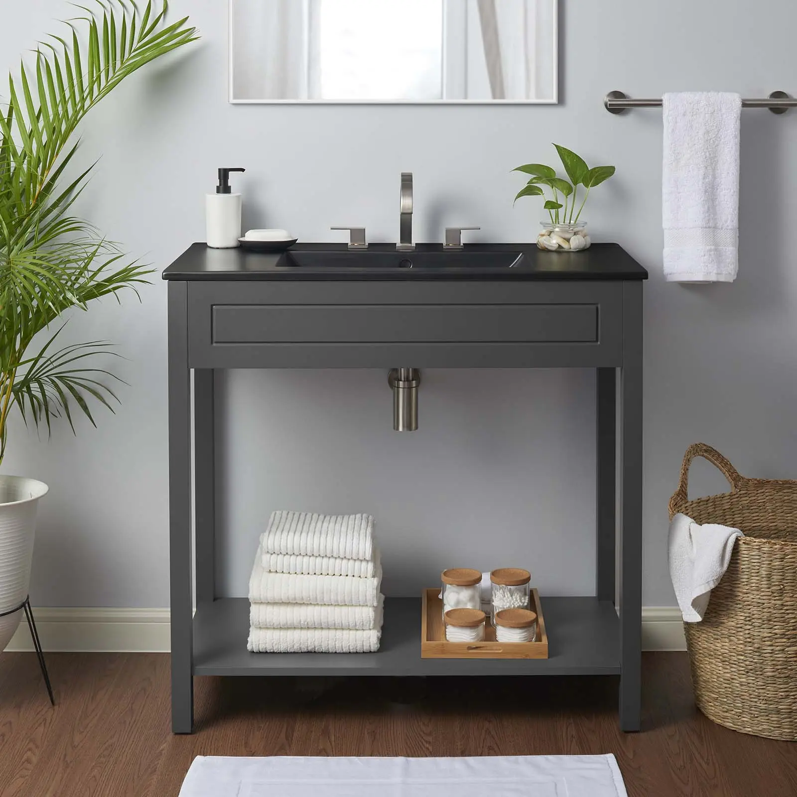 Modway Altura 36" Bathroom Vanity in Gray Black Modway Altura 36" Bathroom Vanity in Gray Black