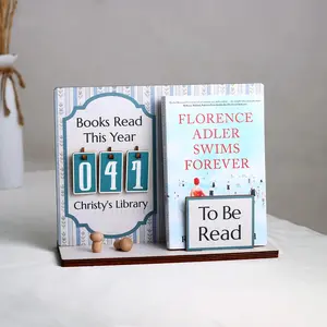 Book Tracker Holder - Personalized Books Read This Year Counter, TBR Display Stand, Custom Book Lover Gift, Reading Tracker, Bookshelf Decor