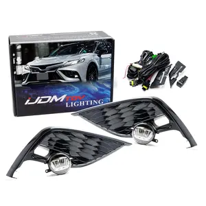 iJDMTOY JDM Style 15W LED Fog Light Kit For 2021-up Toyota Camry SE ONLY, Includes (2) LED Fog Lamps, Gloss Black Bezel Covers & On/Off Switch Relay Wiring Harness