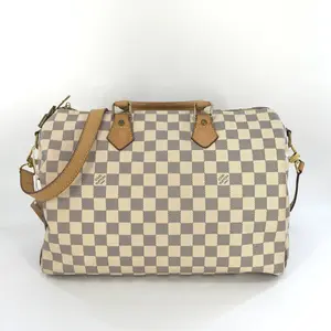 Pre-owned Louis Vuitton leather Shoulder Bags Damier Azur Speedy Bandouliere 35 BF0060