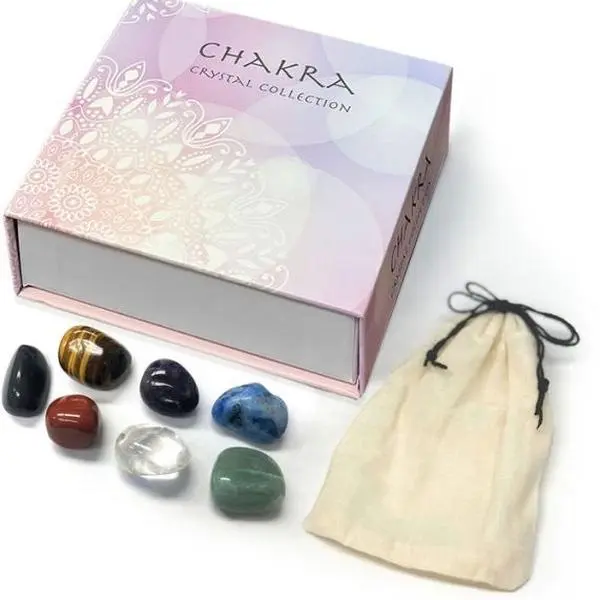 Chakra Crystal Collection - Assorted Beads in Various Colors in Box with Decorative Design