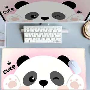 Cute Panda Mouse Pads Gaming Mouse Pad Extended Mouse Pad Computer Desk Mat with Non - Slip Rubber Base Stitched Edges Surface, Adorable Animal Design for PC Gamers, Office Workers & Home Use