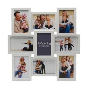 18 x 18 Inch 9 Opening Photo Collage Frame, Displays Four 4x6 and Five 6x4 Inch Photos, Black