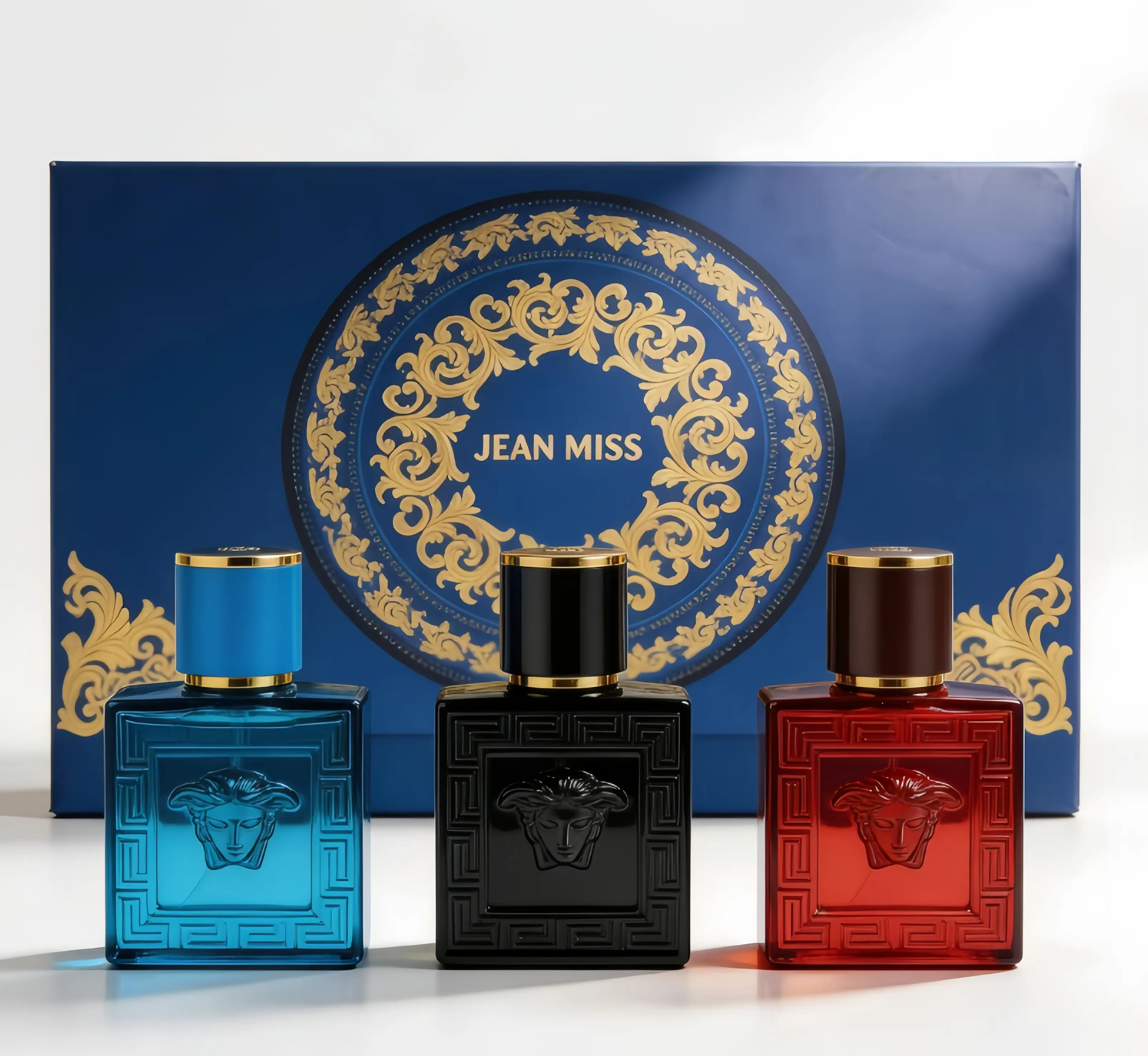 JEAN MISS Eros Series Men's 3-Piece 30ml Travel-Size Eau de Parfum Gift Set, Long-Lasting Aquatic, Woody & Spicy Fragrances, Fresh Summer Cologne for Daily Wear, Dates, Parties & Travel, Ideal Luxury Gift for Him ensemble