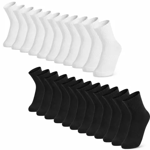 Unisex White Crew Socks (6 Pairs, One Size) - Soft Knit Active All Season Socks, Stretchable Cushioned Cotton, Breathable Arch Support for Running Gym, Daily Wear
