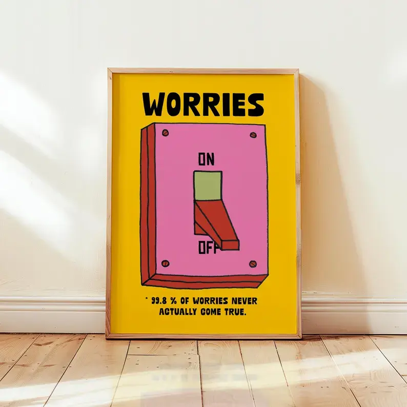 Unframed Mental Health Poster - Paper Retro Print, Uplifting Quote Affirmation Wall Art, Colourful Decor for Home Living, One Piece