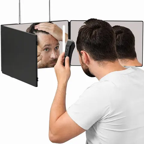 LED Lighted Classic Rectangular Floor Mirror - ABS-Constructed, 3-Way Adjustable for 3-way Mirror Use, USB Rechargeable, Compact, Wall-Mounted with Better Imaging Effect for Shaving & Grooming